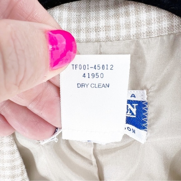 ✅ Pendleton VINTAGE FLAX Blazer Suit Jacket GINGHAM Tan White Striped SIZE 10 - Picture 2 of 6